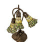 Meyda Lighting Stained Glass Pond Lily 16" 3-Light Mahogany Bronze Accent Table Lamp With Green Shade Glass