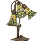 Meyda Lighting Stained Glass Pond Lily 16" 3-Light Mahogany Bronze Accent Table Lamp With Green Shade Glass