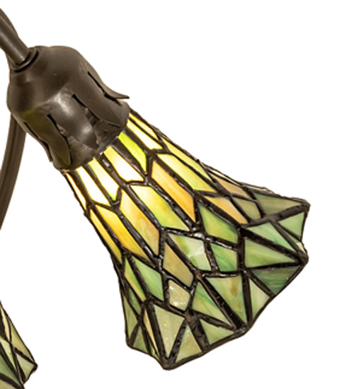 Meyda Lighting Stained Glass Pond Lily 16" 3-Light Mahogany Bronze Accent Table Lamp With Green Shade Glass