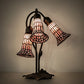 Meyda Lighting Stained Glass Pond Lily 16" 3-Light Mahogany Bronze Accent Table Lamp With Pink Art Shade Glass