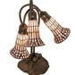 Meyda Lighting Stained Glass Pond Lily 16" 3-Light Mahogany Bronze Accent Table Lamp With Pink Art Shade Glass
