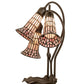 Meyda Lighting Stained Glass Pond Lily 16" 3-Light Mahogany Bronze Accent Table Lamp With Pink Art Shade Glass