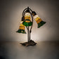 Meyda Lighting Stained Glass Pond Lily 16" 3-Light Mahogany Bronze Accent Table Lamp With Yellow & Green Shade Glass