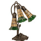 Meyda Lighting Stained Glass Pond Lily 16" 3-Light Mahogany Bronze Accent Table Lamp With Yellow & Green Shade Glass