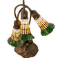 Meyda Lighting Stained Glass Pond Lily 16" 3-Light Mahogany Bronze Accent Table Lamp With Yellow & Green Shade Glass