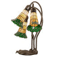 Meyda Lighting Stained Glass Pond Lily 16" 3-Light Mahogany Bronze Accent Table Lamp With Yellow & Green Shade Glass