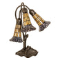 Meyda Lighting Stained Glass Pond Lily 16" 3-Light Mahogany Bronze Accent Table Lamp With Yellow & Violet Shade Glass