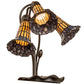 Meyda Lighting Stained Glass Pond Lily 16" 3-Light Mahogany Bronze Accent Table Lamp With Yellow & Violet Shade Glass