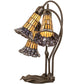 Meyda Lighting Stained Glass Pond Lily 16" 3-Light Mahogany Bronze Accent Table Lamp With Yellow & Violet Shade Glass