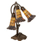 Meyda Lighting Stained Glass Pond Lily 16" 3-Light Mahogany Bronze Accent Table Lamp With Yellow & Violet Shade Glass