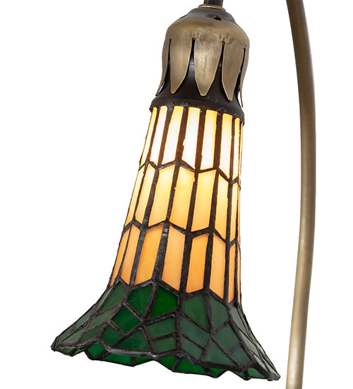 Meyda Lighting Stained Glass Pond Lily 16" Mahogany Bronze Accent Table Lamp With Amber & Green Shade Glass