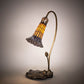 Meyda Lighting Stained Glass Pond Lily 16" Mahogany Bronze Accent Table Lamp With Amber & Purple Shade Glass
