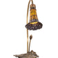 Meyda Lighting Stained Glass Pond Lily 16" Mahogany Bronze Accent Table Lamp With Amber & Purple Shade Glass