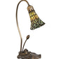 Meyda Lighting Stained Glass Pond Lily 16" Mahogany Bronze Accent Table Lamp With Green Shade Glass