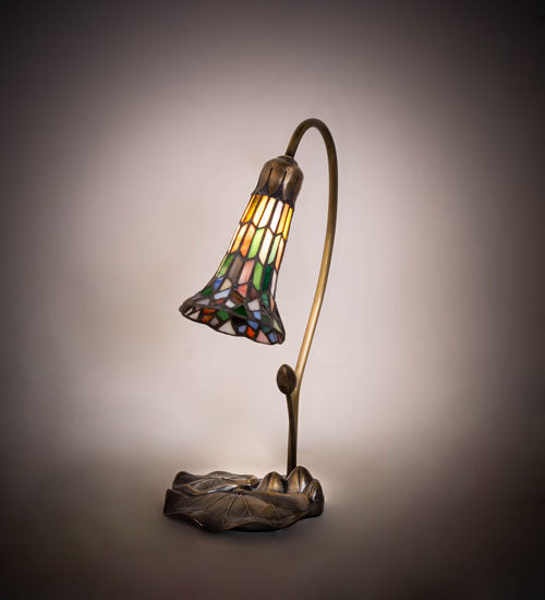 Meyda Lighting Stained Glass Pond Lily 16" Mahogany Bronze Accent Table Lamp With Multi-Colored Shade Glass
