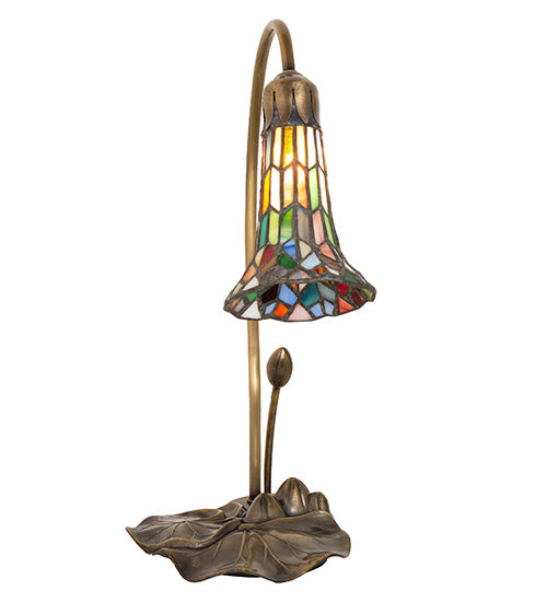 Meyda Lighting Stained Glass Pond Lily 16" Mahogany Bronze Accent Table Lamp With Multi-Colored Shade Glass