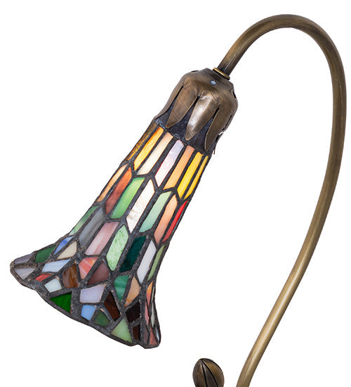 Meyda Lighting Stained Glass Pond Lily 16" Mahogany Bronze Accent Table Lamp With Multi-Colored Shade Glass