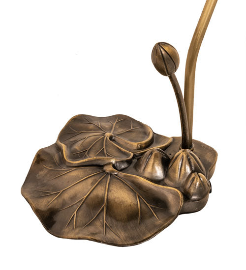 Meyda Lighting Stained Glass Pond Lily 16" Mahogany Bronze Accent Table Lamp With Multi-Colored Shade Glass