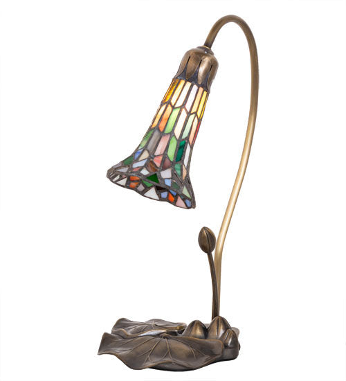 Meyda Lighting Stained Glass Pond Lily 16" Mahogany Bronze Accent Table Lamp With Multi-Colored Shade Glass
