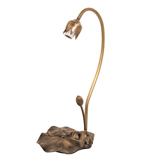 Meyda Lighting Stained Glass Pond Lily 16" Mahogany Bronze Accent Table Lamp With Pink Shade Glass
