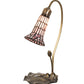Meyda Lighting Stained Glass Pond Lily 16" Mahogany Bronze Accent Table Lamp With Pink Shade Glass