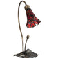 Meyda Lighting Stained Glass Pond Lily 16" Mahogany Bronze Accent Table Lamp With Red Shade Glass