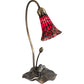 Meyda Lighting Stained Glass Pond Lily 16" Mahogany Bronze Accent Table Lamp With Red Shade Glass