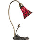 Meyda Lighting Stained Glass Pond Lily 16" Mahogany Bronze Accent Table Lamp With Red Shade Glass