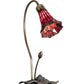 Meyda Lighting Stained Glass Pond Lily 16" Mahogany Bronze Accent Table Lamp With Red Shade Glass