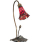 Meyda Lighting Stained Glass Pond Lily 16" Mahogany Bronze Accent Table Lamp With Red Shade Glass