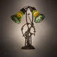 Meyda Lighting Stained Glass Pond Lily 17" 2-Light Mahogany Bronze Trellis Girl Accent Table Lamp With Green Shade Glass
