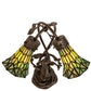 Meyda Lighting Stained Glass Pond Lily 17" 2-Light Mahogany Bronze Trellis Girl Accent Table Lamp With Green Shade Glass