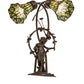 Meyda Lighting Stained Glass Pond Lily 17" 2-Light Mahogany Bronze Trellis Girl Accent Table Lamp With Green Shade Glass