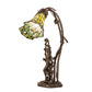 Meyda Lighting Stained Glass Pond Lily 17" 2-Light Mahogany Bronze Trellis Girl Accent Table Lamp With Green Shade Glass