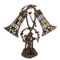 Meyda Lighting Stained Glass Pond Lily 17" 2-Light Mahogany Bronze Trellis Girl Accent Table Lamp With Multi-Colored Shade Glass