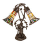 Meyda Lighting Stained Glass Pond Lily 17" 2-Light Mahogany Bronze Trellis Girl Accent Table Lamp With Multi-Colored Shade Glass