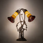 Meyda Lighting Stained Glass Pond Lily 17" 2-Light Mahogany Bronze Trellis Girl Accent Table Lamp With Yellow & Red Shade Glass