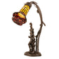 Meyda Lighting Stained Glass Pond Lily 17" 2-Light Mahogany Bronze Trellis Girl Accent Table Lamp With Yellow & Red Shade Glass