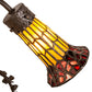 Meyda Lighting Stained Glass Pond Lily 17" 2-Light Mahogany Bronze Trellis Girl Accent Table Lamp With Yellow & Red Shade Glass