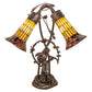 Meyda Lighting Stained Glass Pond Lily 17" 2-Light Mahogany Bronze Trellis Girl Accent Table Lamp With Yellow & Red Shade Glass