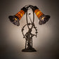 Meyda Lighting Stained Glass Pond Lily 17" 2-Light Mahogany Bronze Trellis Girl Accent Table Lamp With Yellow & Violet Shade Glass