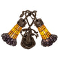Meyda Lighting Stained Glass Pond Lily 17" 2-Light Mahogany Bronze Trellis Girl Accent Table Lamp With Yellow & Violet Shade Glass