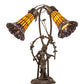 Meyda Lighting Stained Glass Pond Lily 17" 2-Light Mahogany Bronze Trellis Girl Accent Table Lamp With Yellow & Violet Shade Glass