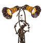 Meyda Lighting Stained Glass Pond Lily 17" 2-Light Mahogany Bronze Trellis Girl Accent Table Lamp With Yellow & Violet Shade Glass