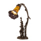Meyda Lighting Stained Glass Pond Lily 17" 2-Light Mahogany Bronze Trellis Girl Accent Table Lamp With Yellow & Violet Shade Glass