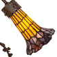 Meyda Lighting Stained Glass Pond Lily 17" 2-Light Mahogany Bronze Trellis Girl Accent Table Lamp With Yellow & Violet Shade Glass