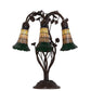 Meyda Lighting Stained Glass Pond Lily 19" 6-Light Mahogany Bronze Table Lamp With Amber & Green Shade Glass