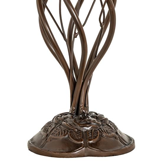 Meyda Lighting Stained Glass Pond Lily 19" 6-Light Mahogany Bronze Table Lamp With Amber & Green Shade Glass