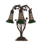 Meyda Lighting Stained Glass Pond Lily 19" 6-Light Mahogany Bronze Table Lamp With Amber & Green Shade Glass