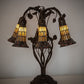 Meyda Lighting Stained Glass Pond Lily 19" 6-Light Mahogany Bronze Table Lamp With Amber & Red Shade Glass